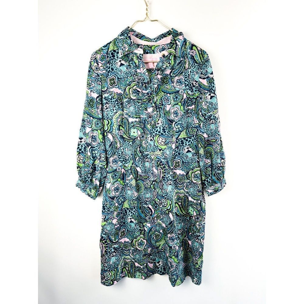 Lilly Pulitzer As 10 Master of the House Sabine Jaguar Printed Dress Teal Pink